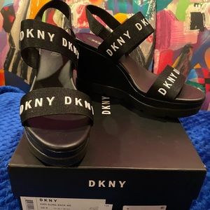 SOLD DKNY Logo Wedges